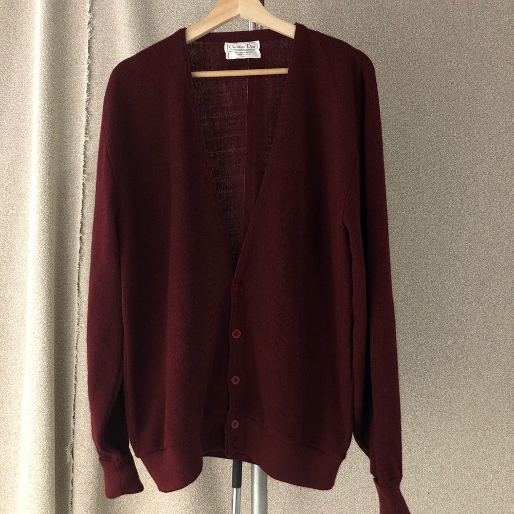 Vintage Christian Dior cardigan burgundy